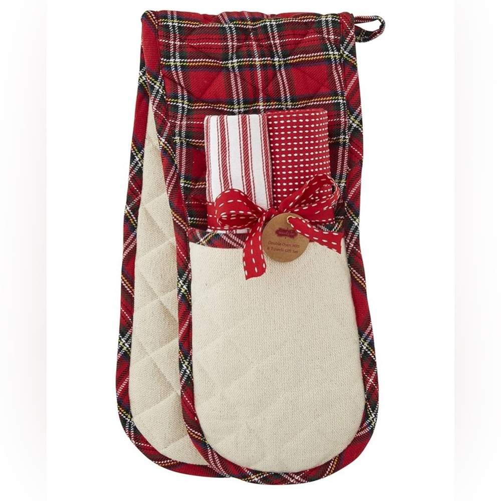 ❤️ Mud Pie ❤️ NWT ❤️ Double Christmas Oven Mitt & Towel Set, Spreading Cheer